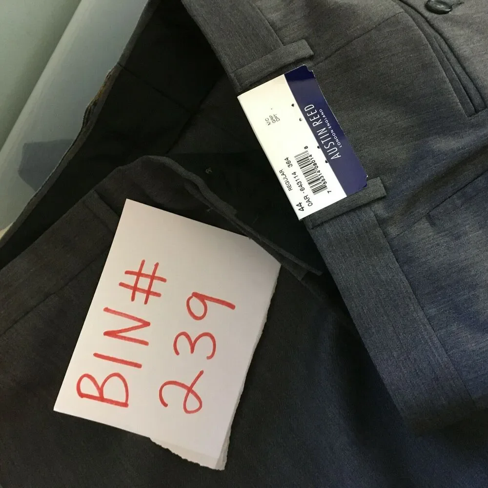 NWT Austin Reed Pants Mens‎ Sz 44 Gray Super 100s Wool Trouser Dress *Unhemmed